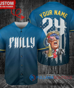 Phillies Limited Edition World Series Trophy Baseball Jersey Blue City Connect