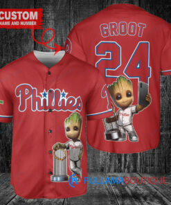 Phillies x Baby Groot Marvel Guardians Of The Galaxy Baseball Jersey Red