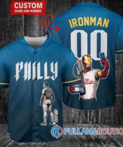 Phillies x Iron Man Tony Stark Baseball Jersey – Light Blue City Connect