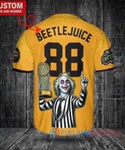 Pirates Beetlejuice Halloween World Series Trophy Baseball Jersey Gold City Connect