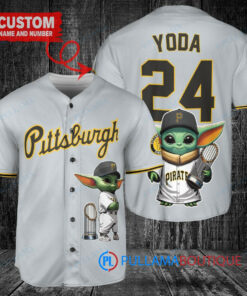 Pittsburgh Pirates Baby Yoda Star Wars Mandalorian Baseball Jersey Gray