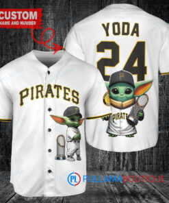 Pittsburgh Pirates Baby Yoda Star Wars Mandalorian Baseball Jersey White