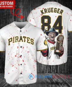 Pittsburgh Pirates Freddy Krueger Halloween World Series Trophy Baseball Jersey White