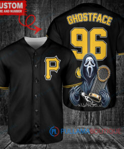 Pittsburgh Pirates Ghostface Scream Halloween World Series Trophy Baseball Jersey Black