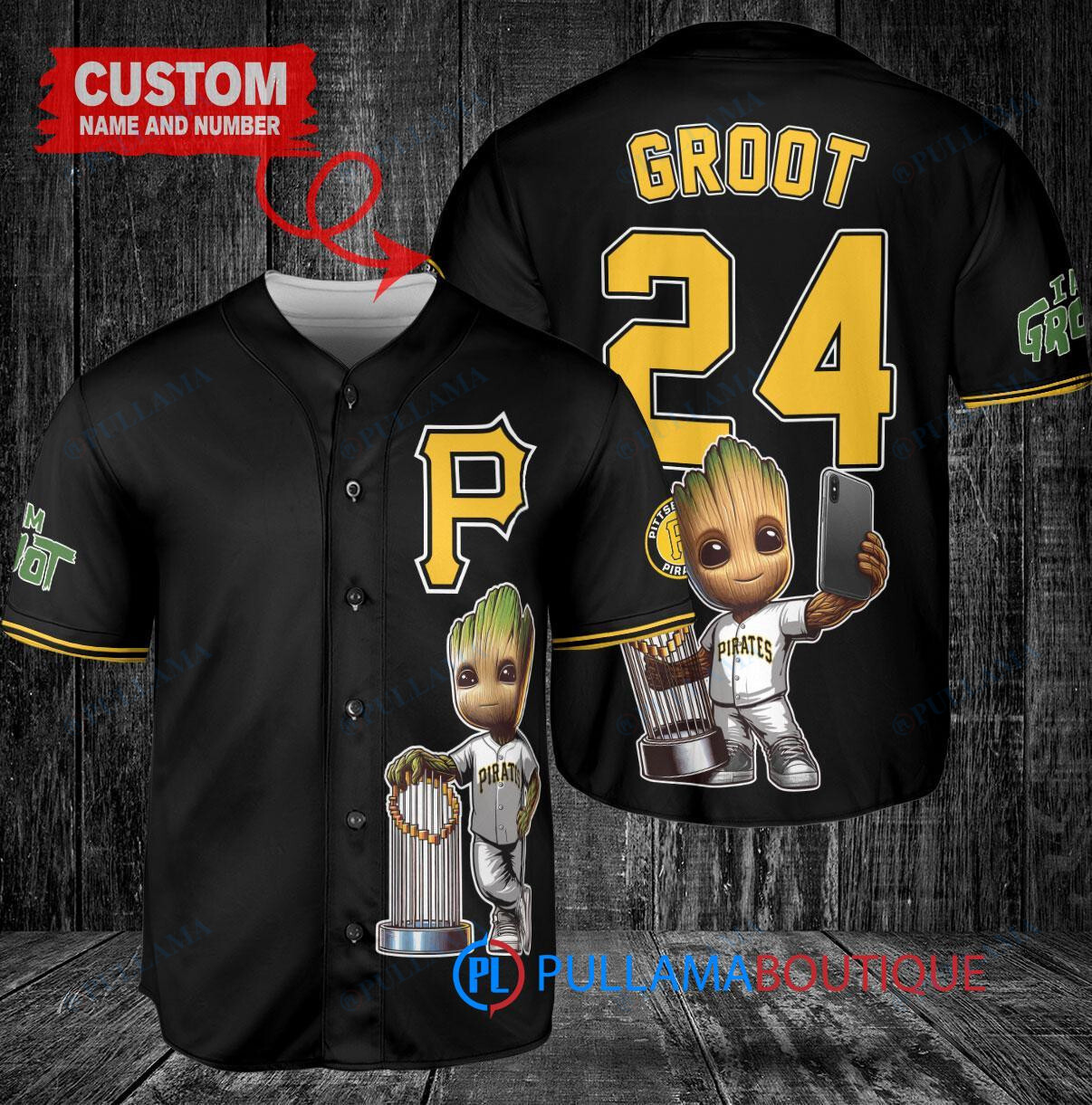 New York Mets x Baby Groot Marvel Guardians Of The Galaxy with Trophy Custom Baseball Jersey Graphite City Connect