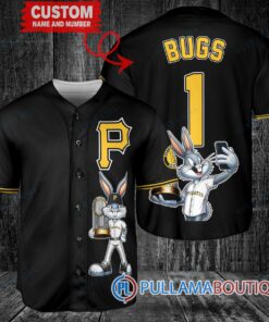 Pittsburgh Pirates x Bugs Bunny with Trophy Baseball Jersey Black