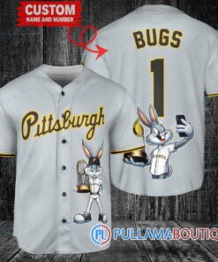 Pittsburgh Pirates x Bugs Bunny with Trophy Baseball Jersey Gray