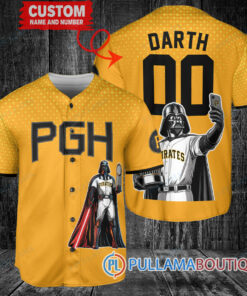 Pittsburgh Pirates x Darth Vader Star Wars with Trophy Baseball Jersey Gold City Connect