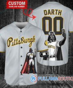 Pittsburgh Pirates x Darth Vader Star Wars with Trophy Baseball Jersey Gray