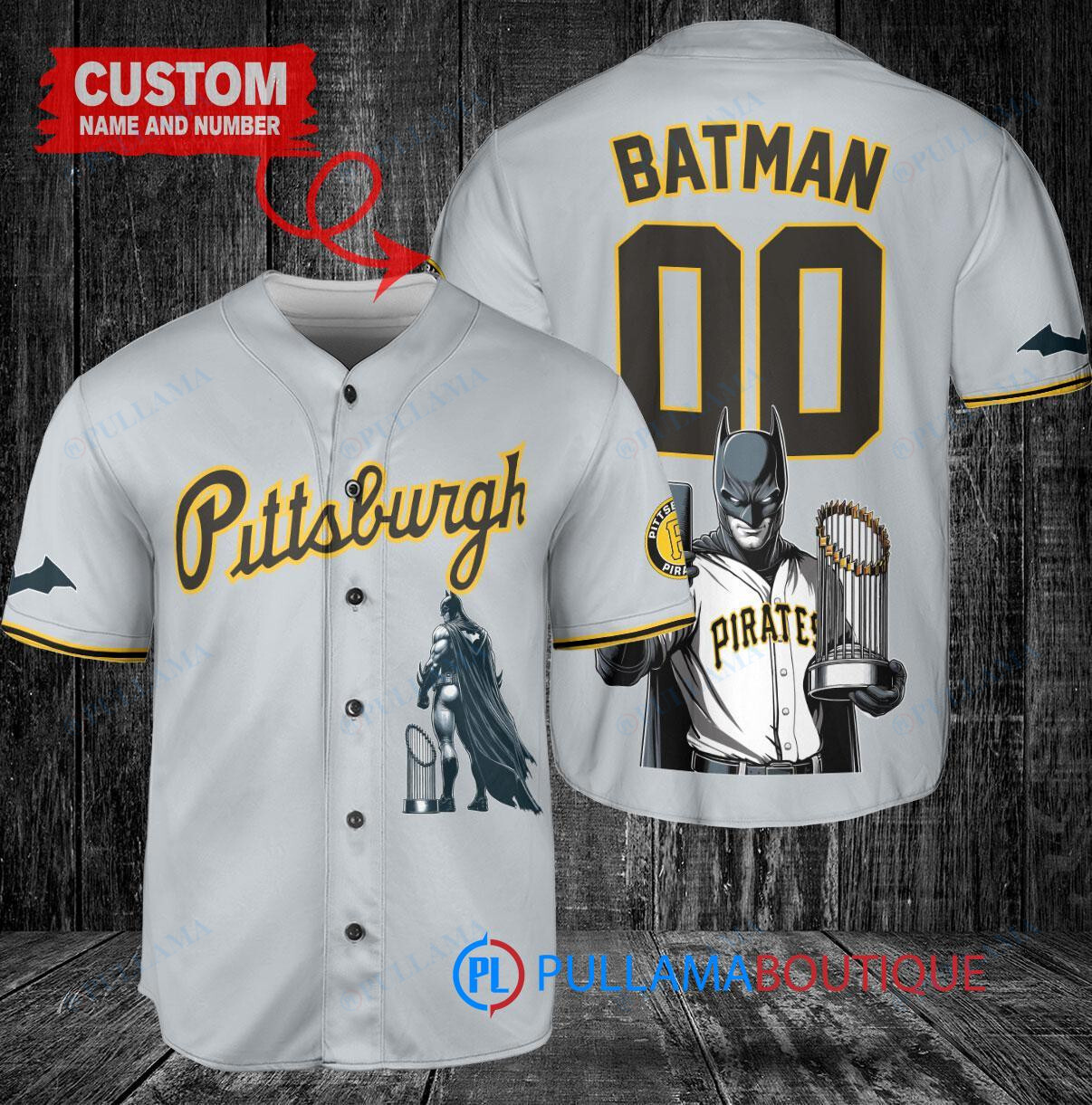 Miami Marlins x DC Comics Batman The Dark Knight with Trophy Custom Baseball Jersey White