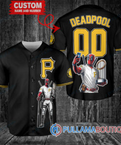 Pittsburgh Pirates x Deadpool with Trophy Baseball Jersey Black