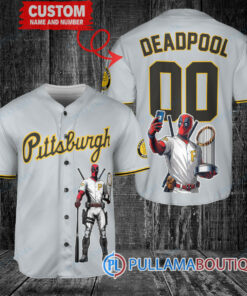 Pittsburgh Pirates x Deadpool with Trophy Baseball Jersey Gray