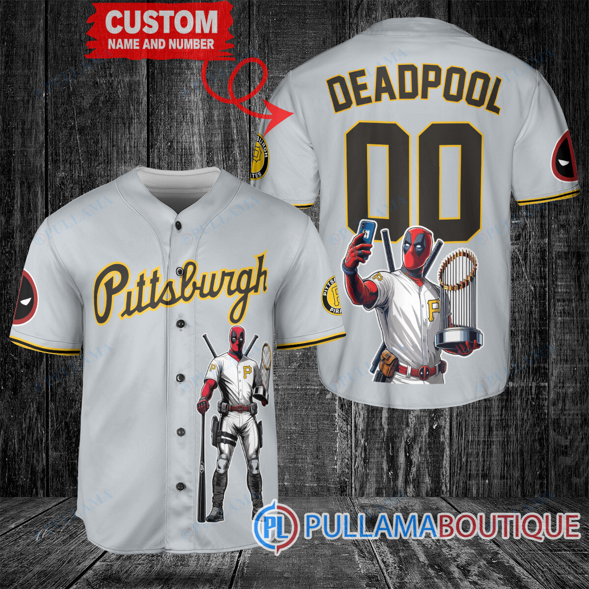 Kansas City Royals x Deadpool with Trophy Baseball Jersey Navy