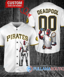 Pittsburgh Pirates x Deadpool with Trophy Baseball Jersey White