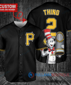 Pittsburgh Pirates x Dr Seuss with World Series Trophy Custom Baseball Jersey Black