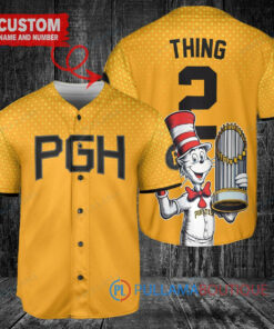 Pittsburgh Pirates x Dr Seuss with World Series Trophy Custom Baseball Jersey Gold City Connect