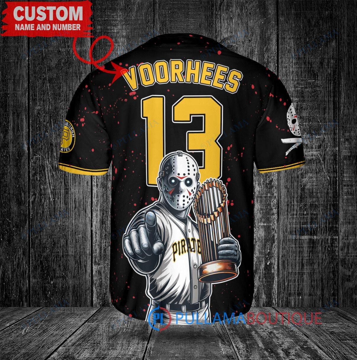 San Diego Padres x Friday the 13th Jason Voorhees Halloween with World Series Trophy Custom Baseball Jersey White City Connect