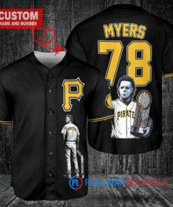 Pittsburgh Pirates x Halloween Michael Myers with Trophy Custom Baseball Jersey Black