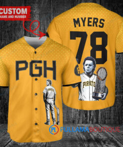 Pittsburgh Pirates x Halloween Michael Myers with Trophy Custom Baseball Jersey Gold City Connect