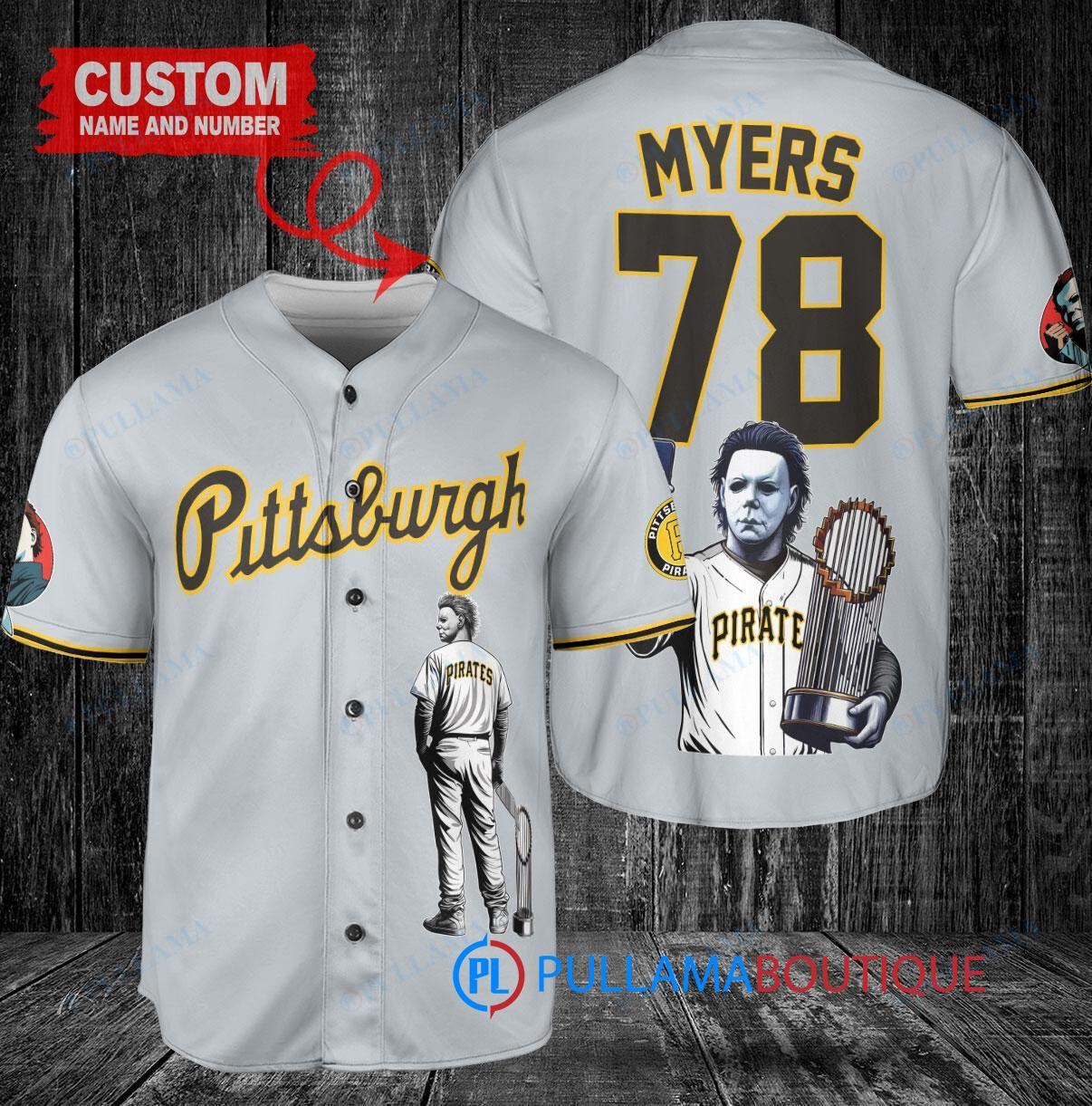 New York Mets x Halloween Michael Myers with Trophy Custom Baseball Jersey White