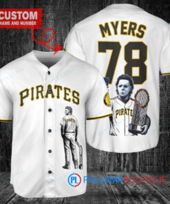 Pittsburgh Pirates x Halloween Michael Myers with Trophy Custom Baseball Jersey White