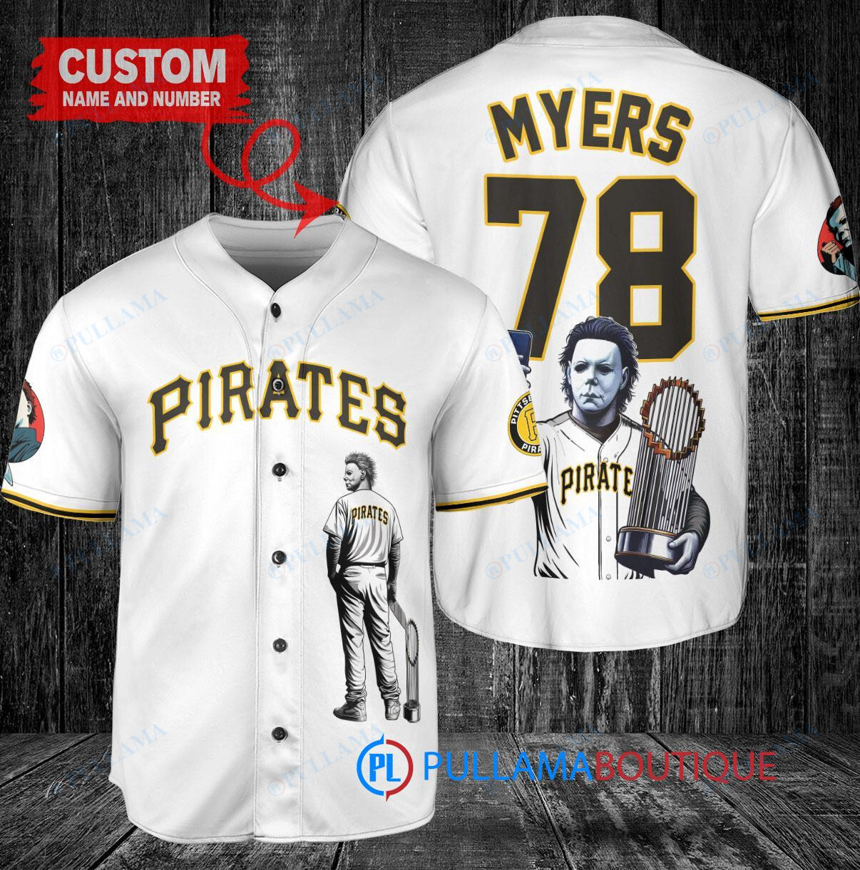 Detroit Tigers x Halloween Michael Myers with Trophy Custom Baseball Jersey White