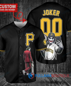 Pittsburgh Pirates x Joker DC Comics with Trophy Custom Baseball Jersey Black