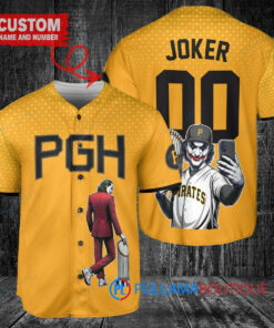 Pittsburgh Pirates x Joker DC Comics with Trophy Custom Baseball Jersey Gold City Connect