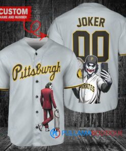 Pittsburgh Pirates x Joker DC Comics with Trophy Custom Baseball Jersey Gray