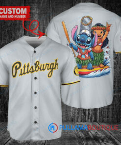 Pittsburgh Pirates x Lilo & Stitch with Trophy Baseball Jersey Gray