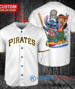 Pittsburgh Pirates x Lilo & Stitch with Trophy Baseball Jersey White