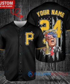 Pittsburgh Pirates x Limited Edition with World Series Trophy Custom Baseball Jersey Black