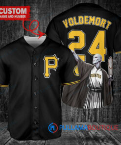 Pittsburgh Pirates x Lord Voldemort Harry Potter with Trophy Custom Baseball Jersey Black