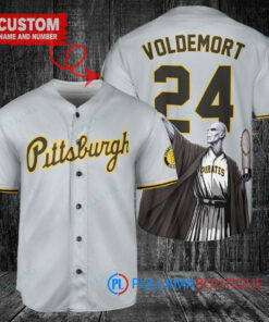 Pittsburgh Pirates x Lord Voldemort Harry Potter with Trophy Custom Baseball Jersey Gray