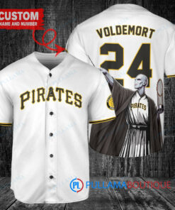 Pittsburgh Pirates x Lord Voldemort Harry Potter with Trophy Custom Baseball Jersey White