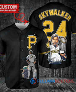 Pittsburgh Pirates x Luke Skywalker Star Wars with Trophy Custom Baseball Jersey Black