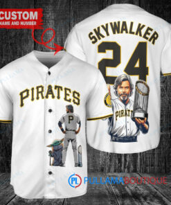 Pittsburgh Pirates x Luke Skywalker Star Wars with Trophy Custom Baseball Jersey White