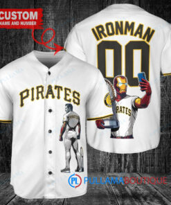 Pittsburgh Pirates x Marvel Iron Man Tony Stark with Trophy Custom Baseball Jersey White