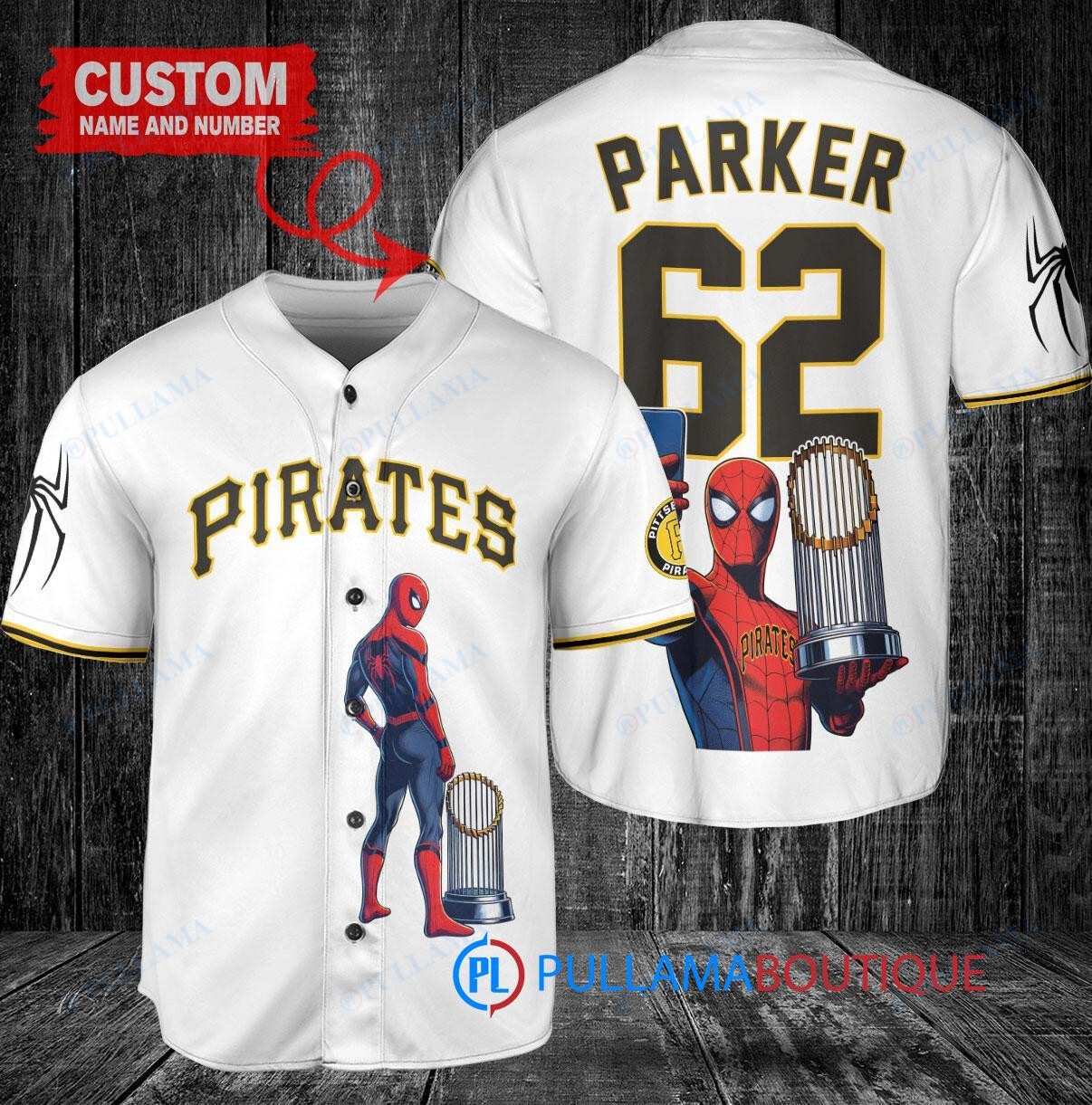 New York Yankees x Marvel Spiderman with Trophy Custom Baseball Jersey Navy