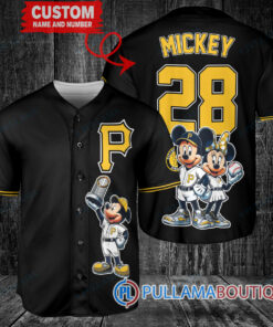 Pittsburgh Pirates x Mickey and Minnie with Trophy Baseball Jersey Black