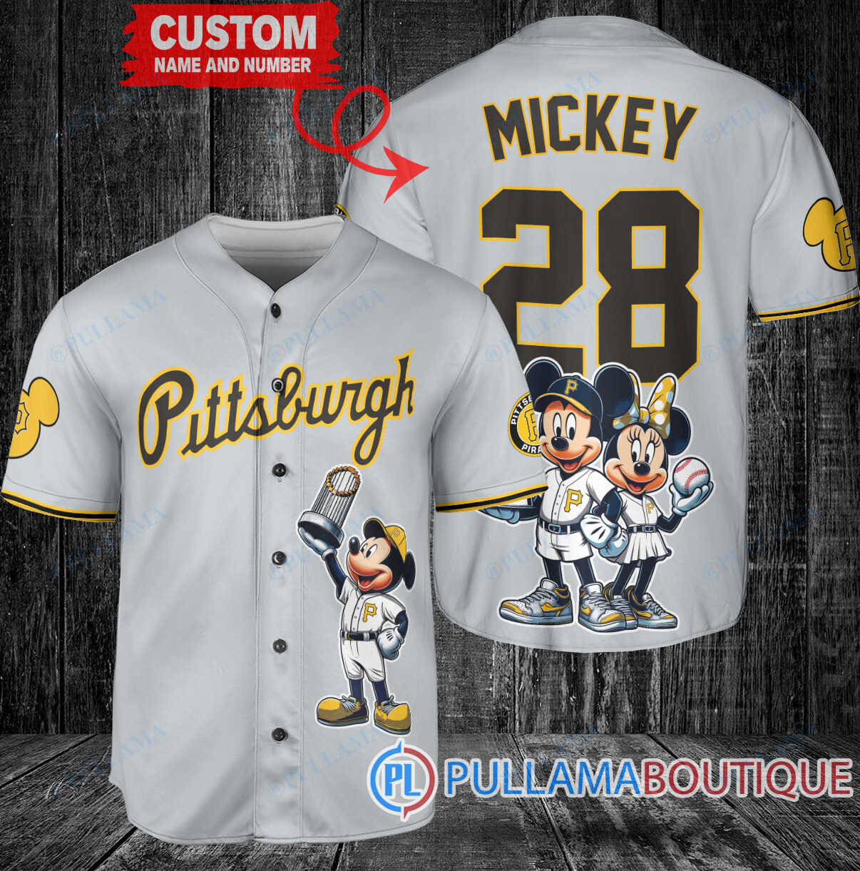 Cincinnati Reds x Mickey and Minnie with Trophy Baseball Jersey Red