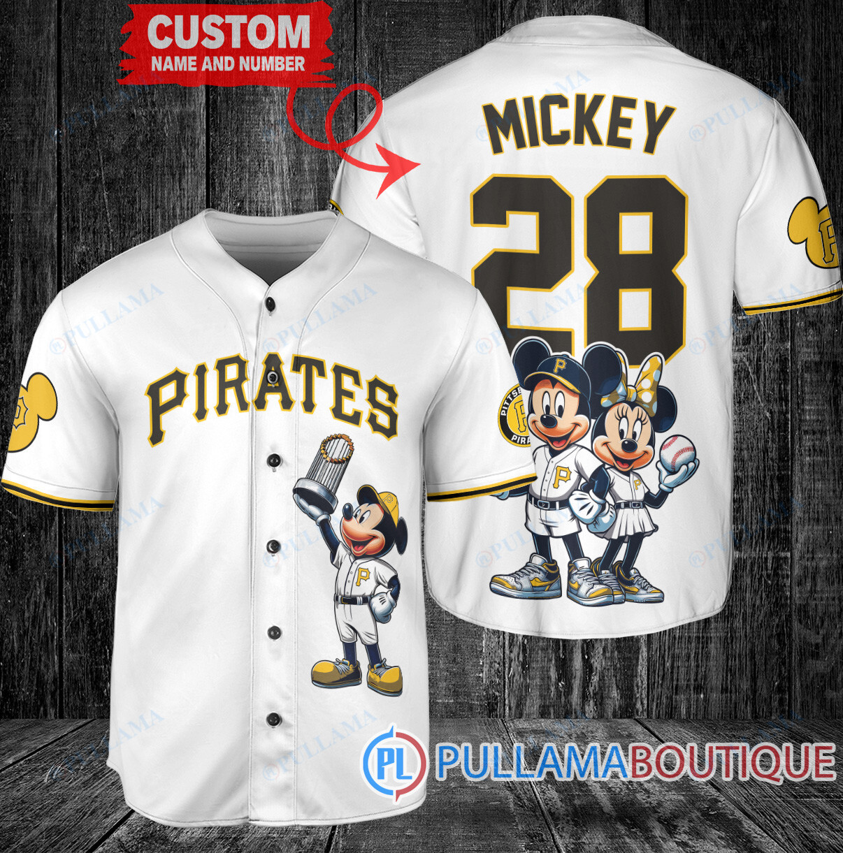 San Francisco Giants x Mickey and Minnie with Trophy Baseball Jersey Gray