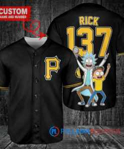 Pittsburgh Pirates x Rick and Morty with Trophy Custom Baseball Jersey Black