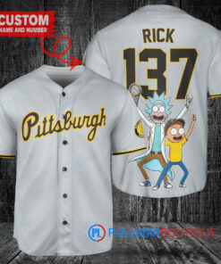 Pittsburgh Pirates x Rick and Morty with Trophy Custom Baseball Jersey Gray