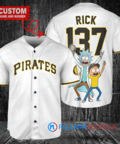 Pittsburgh Pirates x Rick and Morty with Trophy Custom Baseball Jersey White