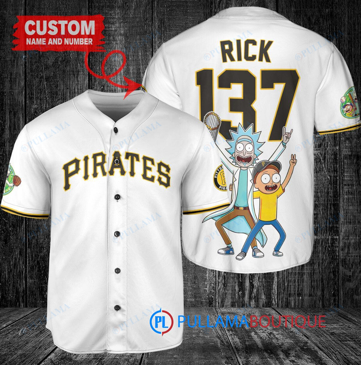 Milwaukee Brewers x Rick and Morty with Trophy Custom Baseball Jersey Blue City Connect