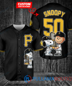 Pittsburgh Pirates x Snoopy and Charlie Brown with Trophy Baseball Jersey Black