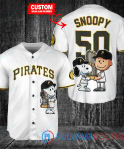 Pittsburgh Pirates x Snoopy and Charlie Brown with Trophy Baseball Jersey White