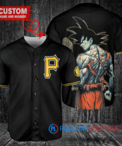 Pittsburgh Pirates x Son Goku Kakarot Super Saiyan Dragon Ball Z with Trophy Baseball Jersey Black