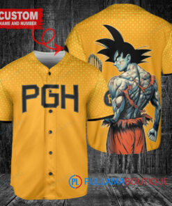 Pittsburgh Pirates x Son Goku Kakarot Super Saiyan Dragon Ball Z with Trophy Baseball Jersey Gold City Connect